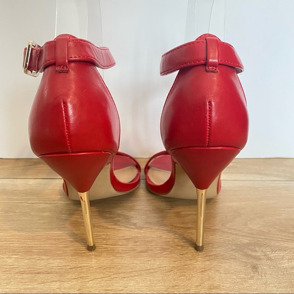 Steve Madden Rebuttle Red High Heel Ankle Strap Stiletto Sandal - Picture 9 of 11